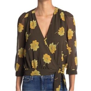 Madewell Effie Floral Woven Wrap Top Size Small